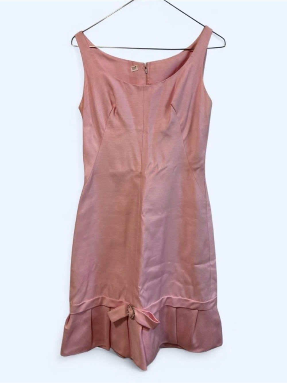 Vintage Pink Sleeveless Bow-Hem Mini Dress